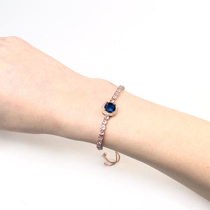 Sapphire Halo Adjustable Bracelet