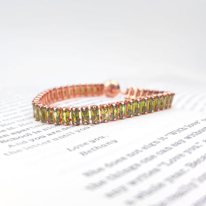 August Peridot Rose Gold Bracelet