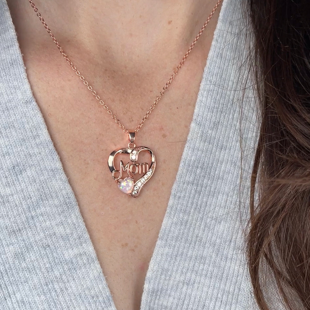 Rose Gold Opal Mom Necklace