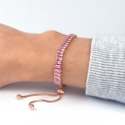 October Pink Tourmaline Rose Gold Bracelet