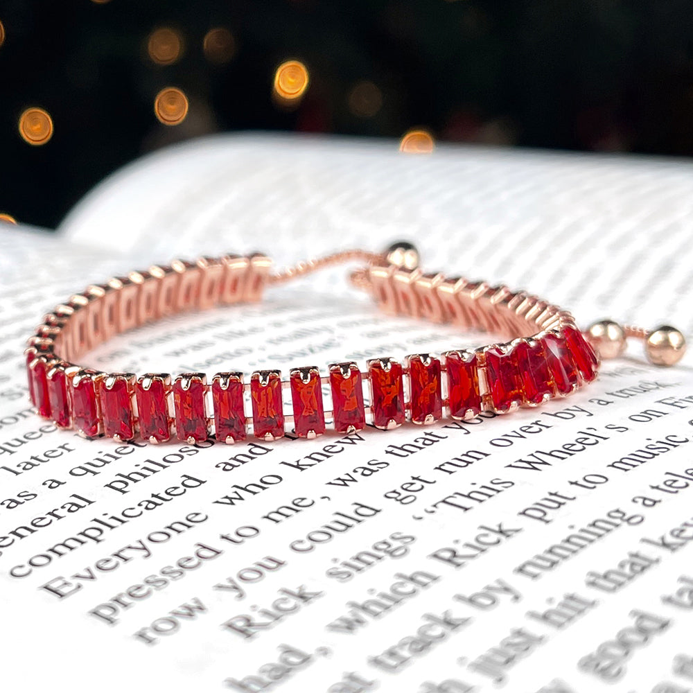 January Garnet Rose Gold Bracelet