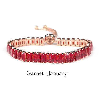 January Garnet Rose Gold Bracelet