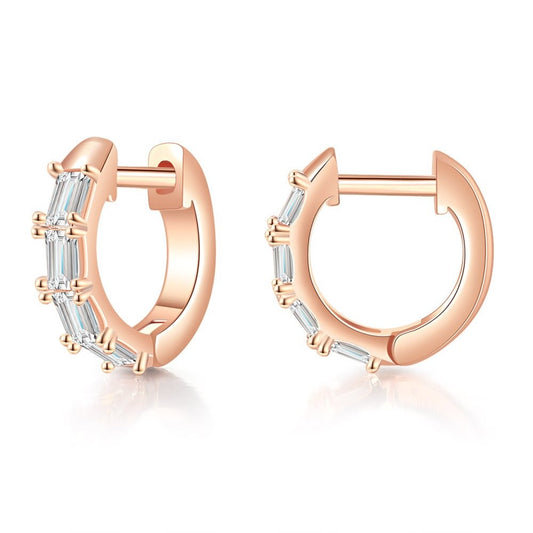 Baguette Rose Gold Ear Huggers