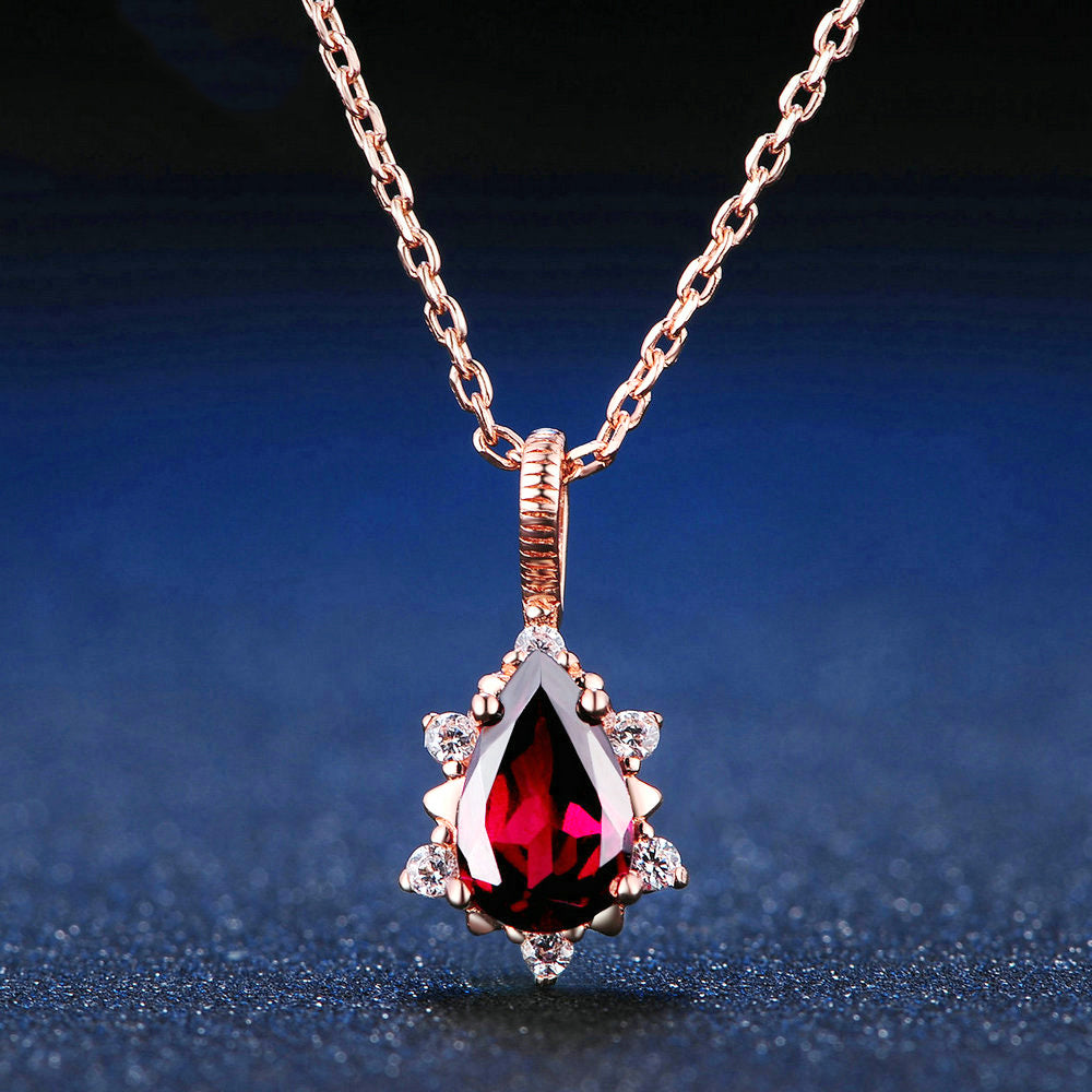 Garnet Teardrop Necklace