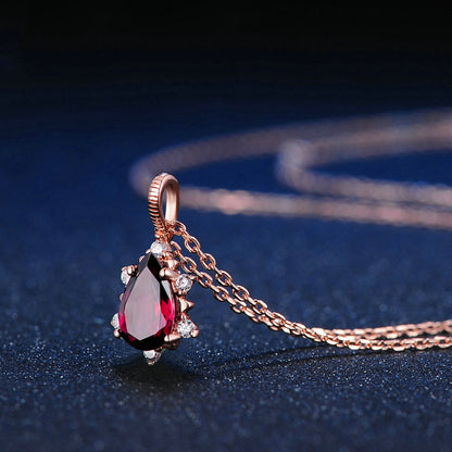 Garnet Teardrop Necklace