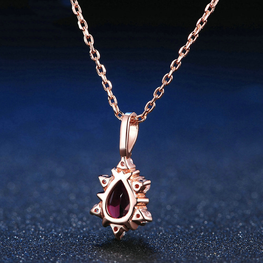 Garnet Teardrop Necklace