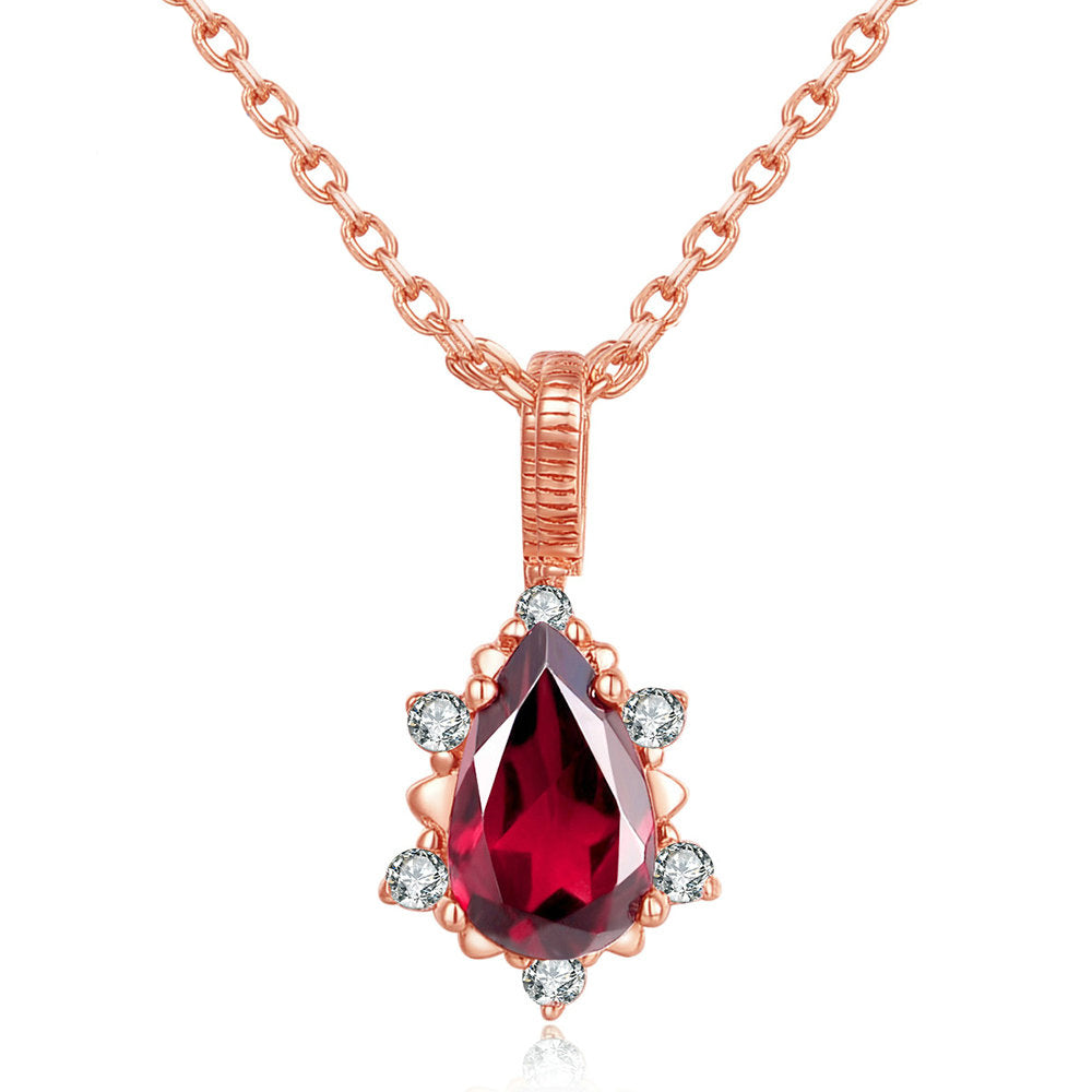 Garnet Teardrop Necklace