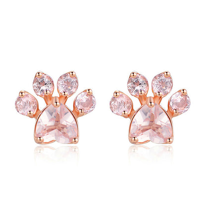 Rose Quartz Paw Earrings