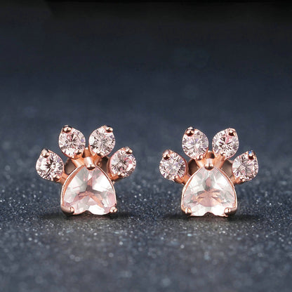 Rose Quartz Paw Earrings