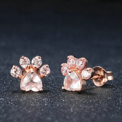 Rose Quartz Paw Earrings