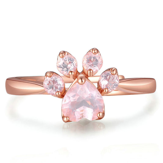 Rose Quartz Paw Ring