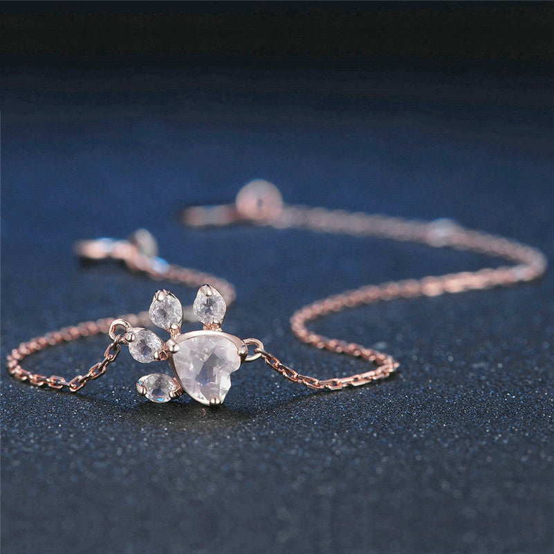 Rose Quartz Paw Bracelet