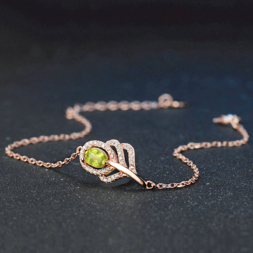 Peridot Leaf Bracelet