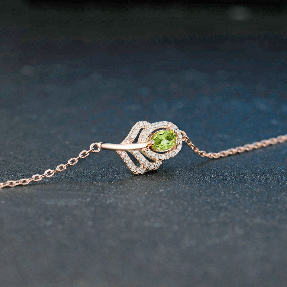 Peridot Leaf Bracelet