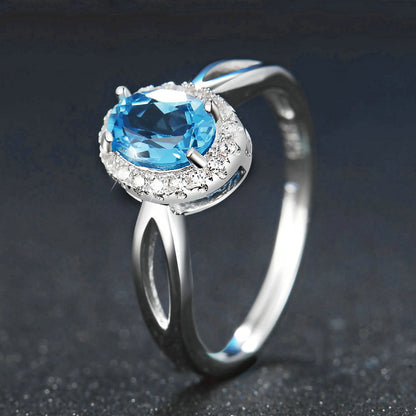 Blue Topaz Halo Ring