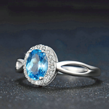 Blue Topaz Halo Ring