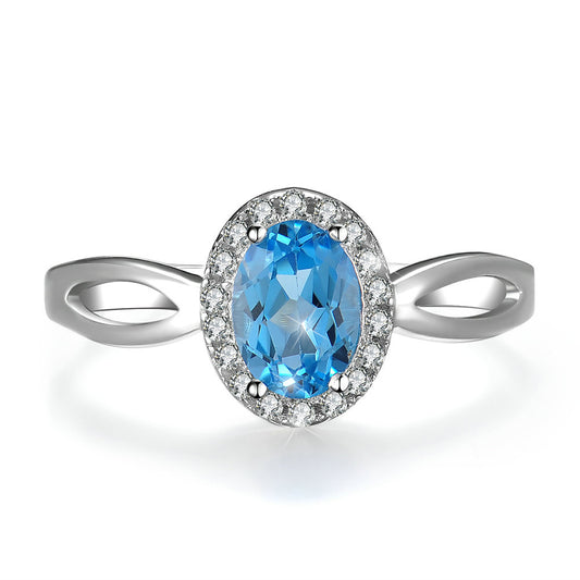 Blue Topaz Halo Ring