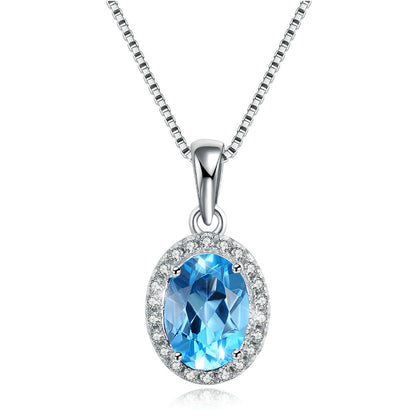 Blue Topaz Halo Necklace