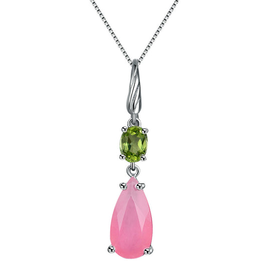 Double Gemstone Pendant Necklace