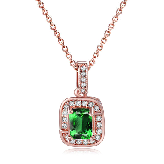 Halo Emerald Pendant Necklace