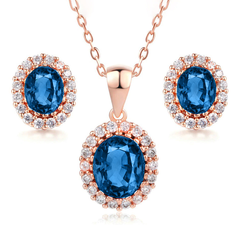 Oval Sapphire Halo Set