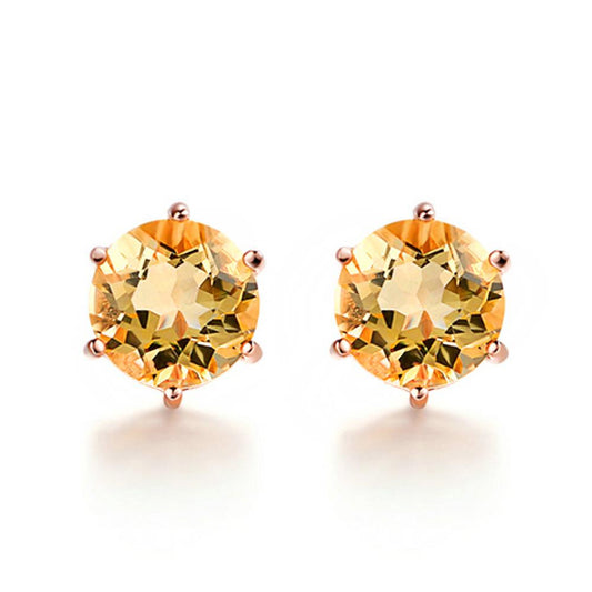 Round Cut Citrine Earrings