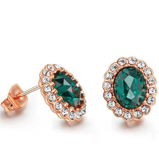 Rose Gold Emerald Earrings