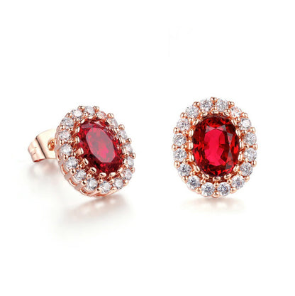 Oval Ruby Halo Set